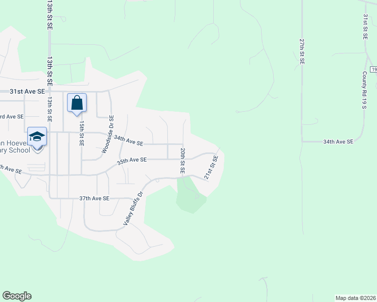 map of restaurants, bars, coffee shops, grocery stores, and more near 3405 20th Street Southeast in Minot
