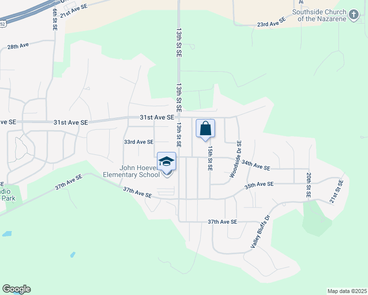 map of restaurants, bars, coffee shops, grocery stores, and more near 1347 34th Avenue Southeast in Minot