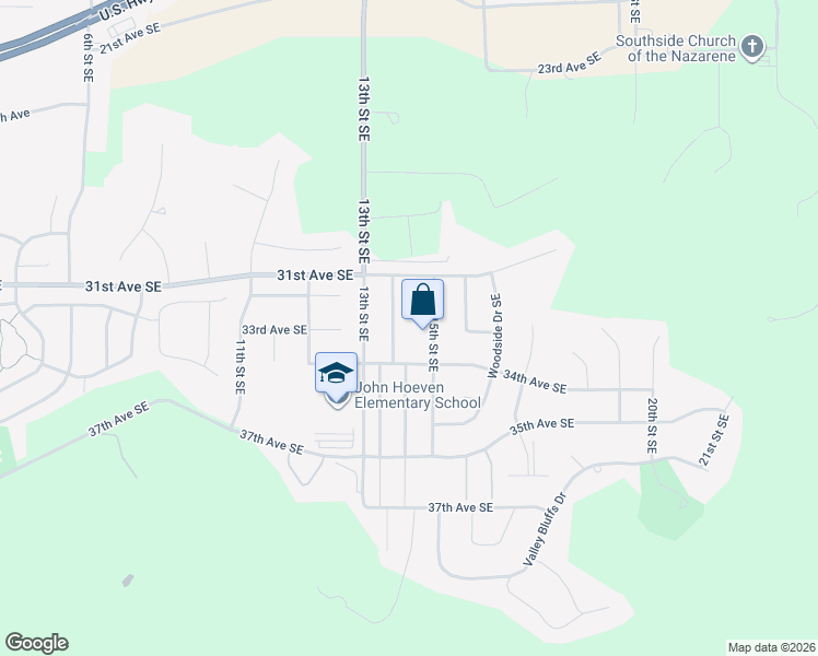 map of restaurants, bars, coffee shops, grocery stores, and more near 1457 34th Avenue Southeast in Minot
