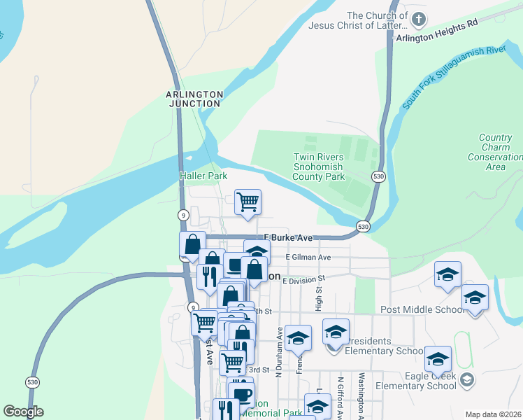 map of restaurants, bars, coffee shops, grocery stores, and more near 905 Broadway Street in Arlington