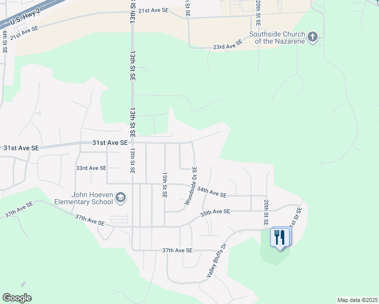 map of restaurants, bars, coffee shops, grocery stores, and more near 1420 31st Avenue Southeast in Minot