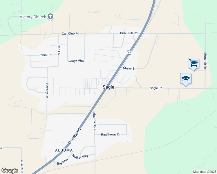 map of restaurants, bars, coffee shops, grocery stores, and more near in Sagle