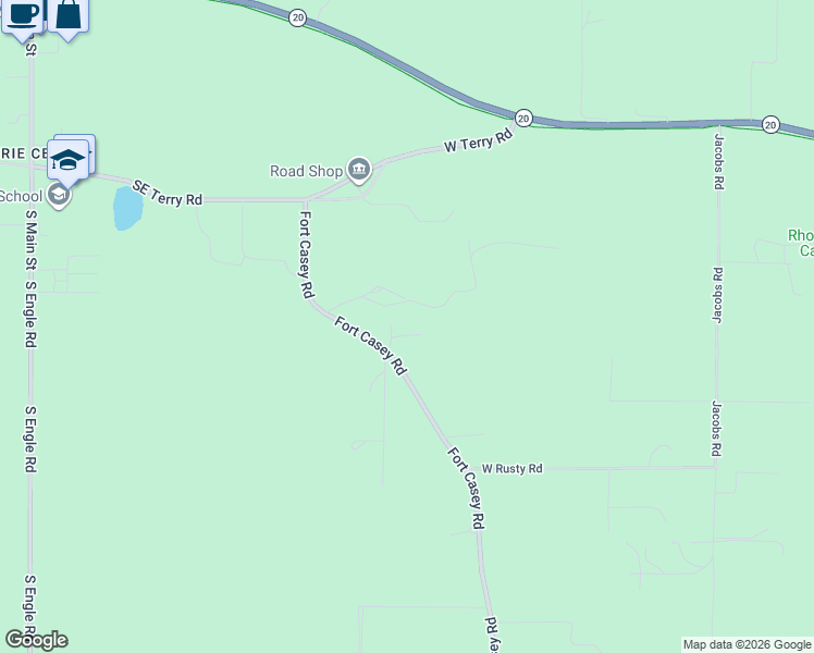 map of restaurants, bars, coffee shops, grocery stores, and more near 207 Fort Casey Road in Coupeville