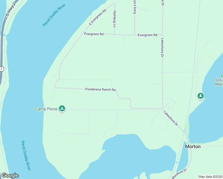 map of restaurants, bars, coffee shops, grocery stores, and more near Ponderesa Ranch Road in Sagle