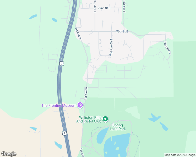 map of restaurants, bars, coffee shops, grocery stores, and more near 176 66th Street East in Williston