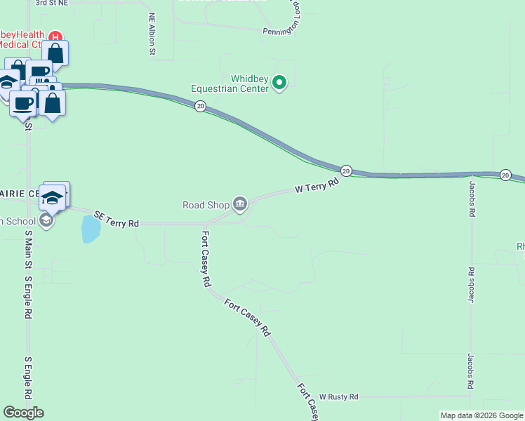 map of restaurants, bars, coffee shops, grocery stores, and more near 1045 West Henry Loop in Coupeville