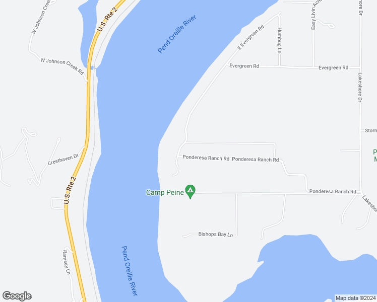 map of restaurants, bars, coffee shops, grocery stores, and more near 816 Ponderesa Ranch Road in Sagle