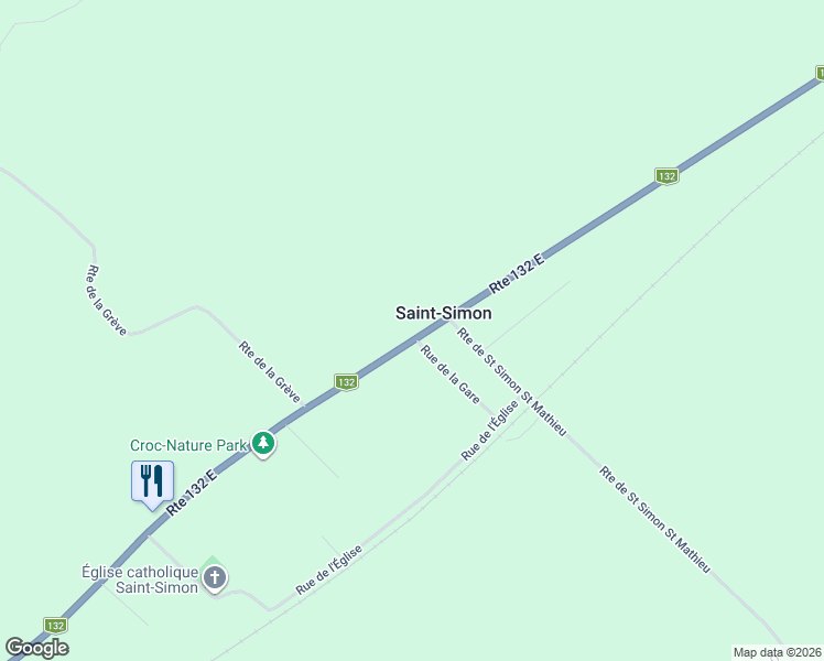 map of restaurants, bars, coffee shops, grocery stores, and more near 415 Québec 132 in Saint-Simon-de-Rimouski