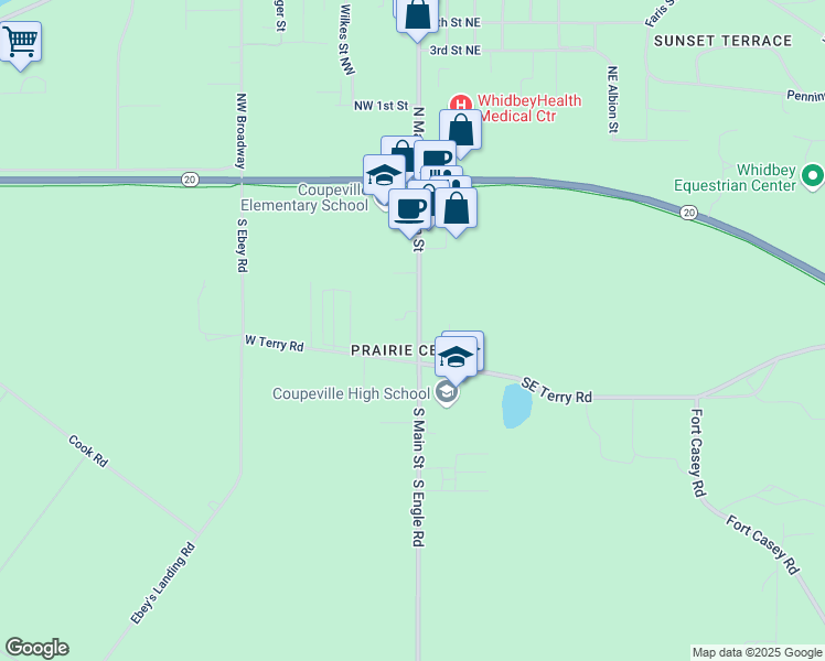 map of restaurants, bars, coffee shops, grocery stores, and more near 402 South Main Street in Coupeville