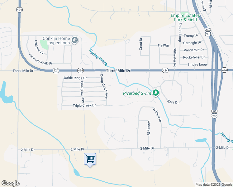 map of restaurants, bars, coffee shops, grocery stores, and more near Meadows Ln in Kalispell