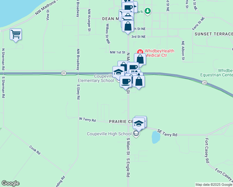 map of restaurants, bars, coffee shops, grocery stores, and more near 110 South Main Street in Coupeville