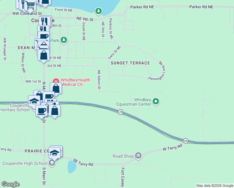 map of restaurants, bars, coffee shops, grocery stores, and more near 803 Northeast Lauren Street in Coupeville