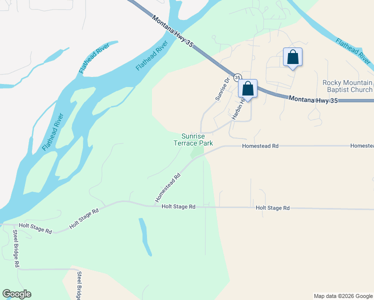 map of restaurants, bars, coffee shops, grocery stores, and more near 75 Harbin Hill Road in Kalispell