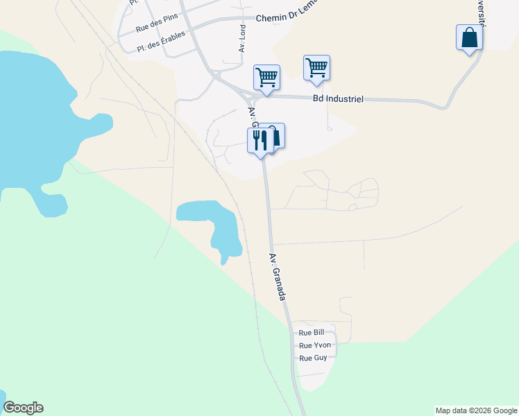 map of restaurants, bars, coffee shops, grocery stores, and more near 934 Avenue Granada in Rouyn-Noranda