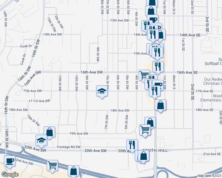 map of restaurants, bars, coffee shops, grocery stores, and more near 614 17th Avenue Southwest in Minot