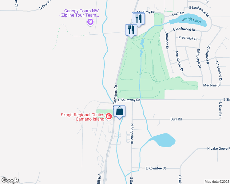 map of restaurants, bars, coffee shops, grocery stores, and more near in Camano