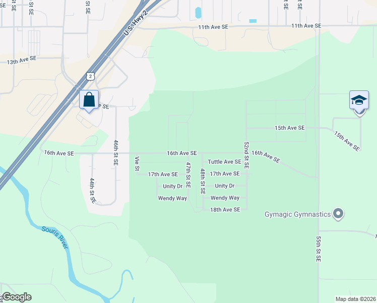 map of restaurants, bars, coffee shops, grocery stores, and more near 47th Loop in Minot