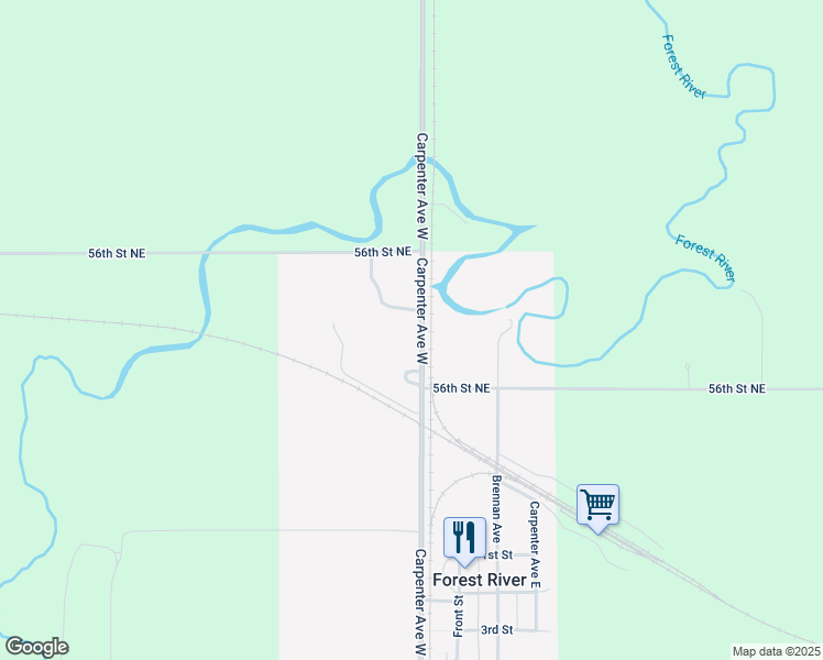 map of restaurants, bars, coffee shops, grocery stores, and more near 75 Carpenter Avenue West in Forest River