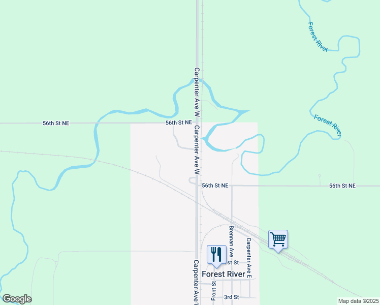 map of restaurants, bars, coffee shops, grocery stores, and more near 75 Carpenter Avenue West in Forest River