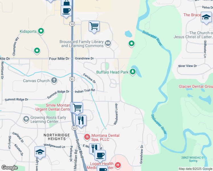 map of restaurants, bars, coffee shops, grocery stores, and more near 309 Harrison Boulevard in Kalispell