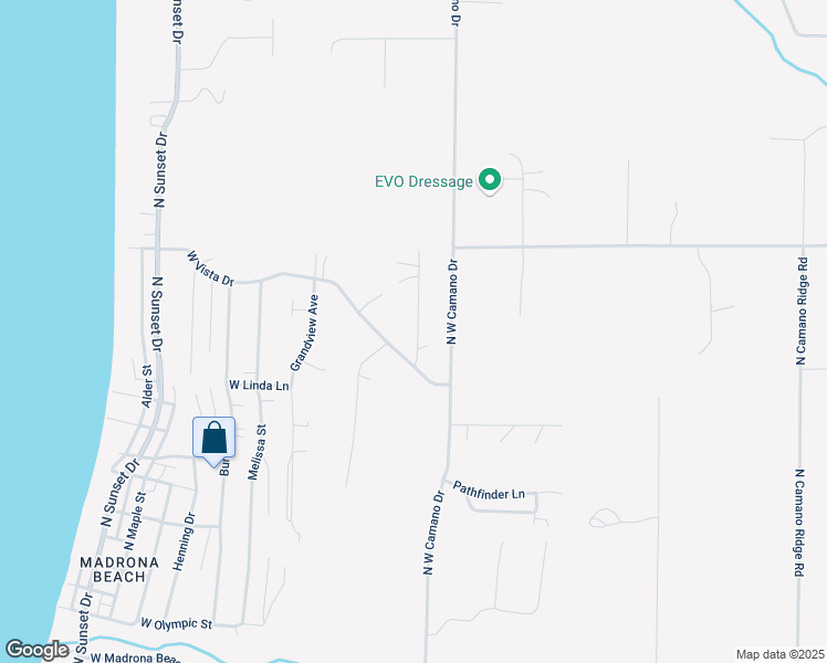 map of restaurants, bars, coffee shops, grocery stores, and more near 351 Evergreen Park Road in Camano