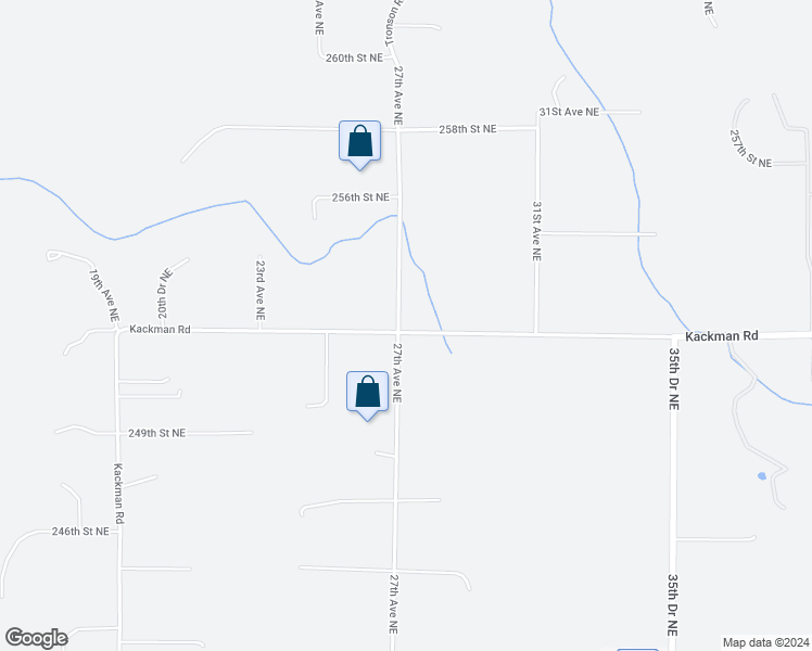map of restaurants, bars, coffee shops, grocery stores, and more near 2705 252nd Street Northeast in Arlington