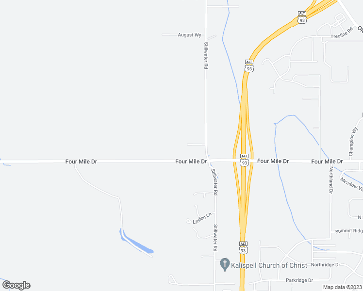 map of restaurants, bars, coffee shops, grocery stores, and more near 430 Stillwater Road in Kalispell