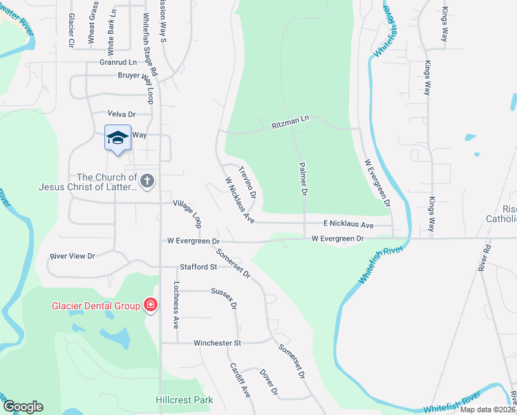 map of restaurants, bars, coffee shops, grocery stores, and more near 126-130 West Nicklaus Avenue in Kalispell
