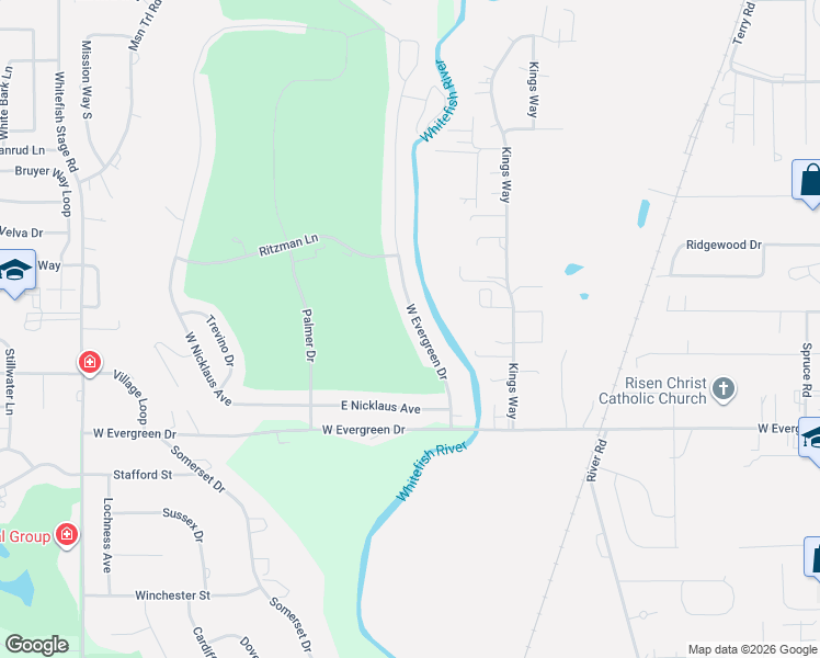 map of restaurants, bars, coffee shops, grocery stores, and more near 72 East Nicklaus Avenue in Kalispell