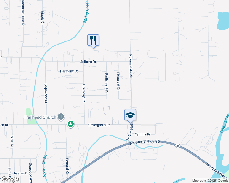 map of restaurants, bars, coffee shops, grocery stores, and more near 310 Pheasant Dr in Kalispell