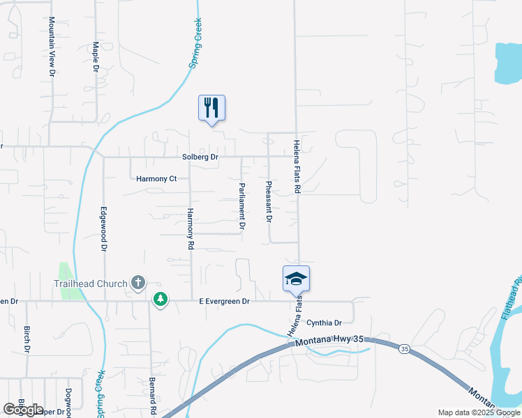 map of restaurants, bars, coffee shops, grocery stores, and more near 310 Pheasant Dr in Kalispell