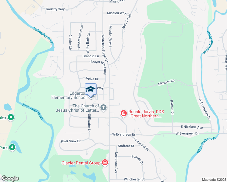 map of restaurants, bars, coffee shops, grocery stores, and more near 110 Granary Ridge Drive in Kalispell