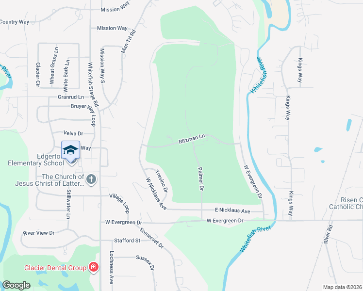 map of restaurants, bars, coffee shops, grocery stores, and more near 144 Palmer Drive in Kalispell