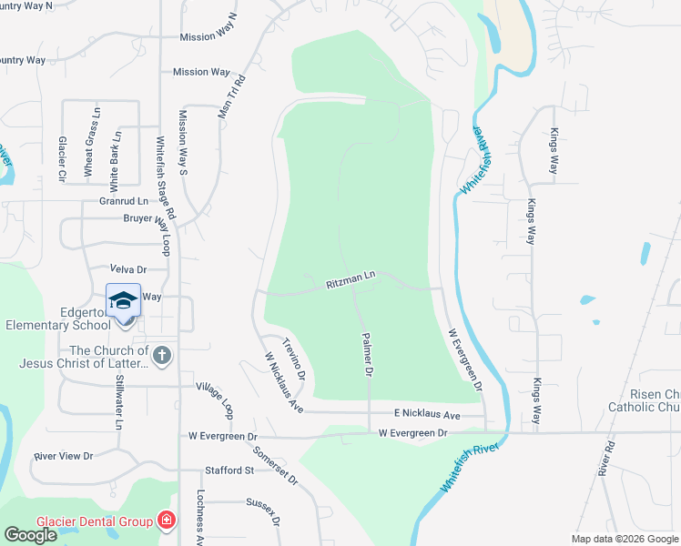 map of restaurants, bars, coffee shops, grocery stores, and more near 144 Palmer Drive in Kalispell