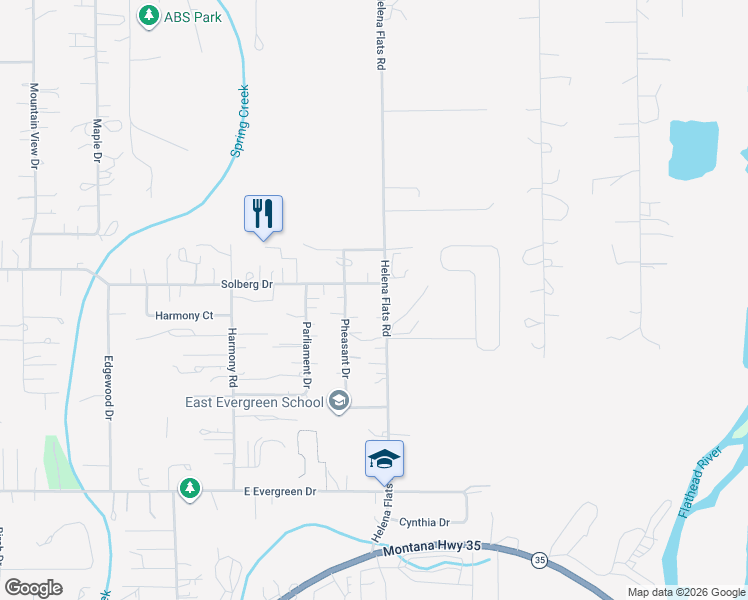 map of restaurants, bars, coffee shops, grocery stores, and more near 328 Helena Flats Rd in Kalispell