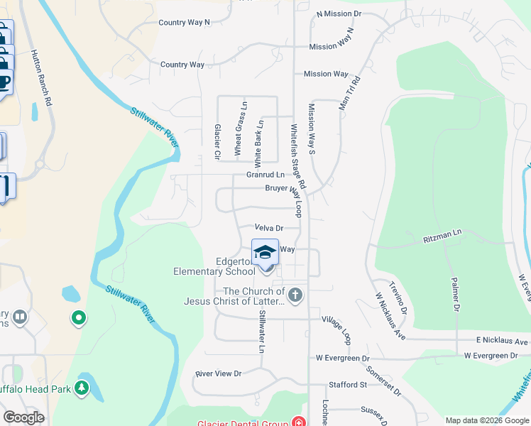 map of restaurants, bars, coffee shops, grocery stores, and more near 18 Mountain Park Lane in Kalispell