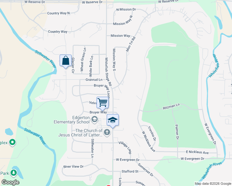 map of restaurants, bars, coffee shops, grocery stores, and more near 2000-2034 Mission Trail in Kalispell