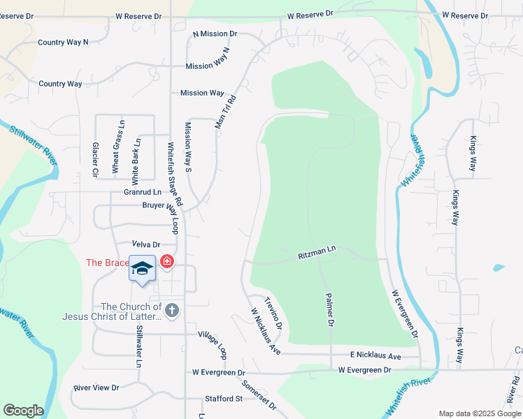 map of restaurants, bars, coffee shops, grocery stores, and more near 196 West Nicklaus Avenue in Kalispell