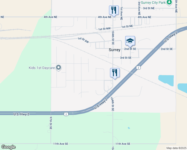 map of restaurants, bars, coffee shops, grocery stores, and more near 400 3rd Avenue Southwest in Surrey