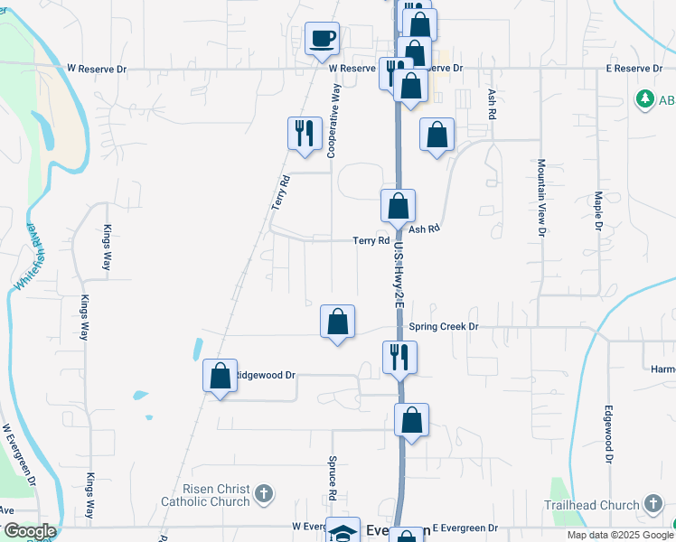 map of restaurants, bars, coffee shops, grocery stores, and more near 235 Cooperative Way in Kalispell