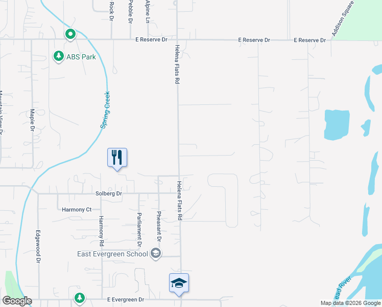 map of restaurants, bars, coffee shops, grocery stores, and more near 379 Helena Flats Road in Evergreen