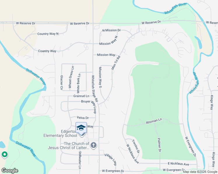 map of restaurants, bars, coffee shops, grocery stores, and more near 2142 Mission Trail in Kalispell