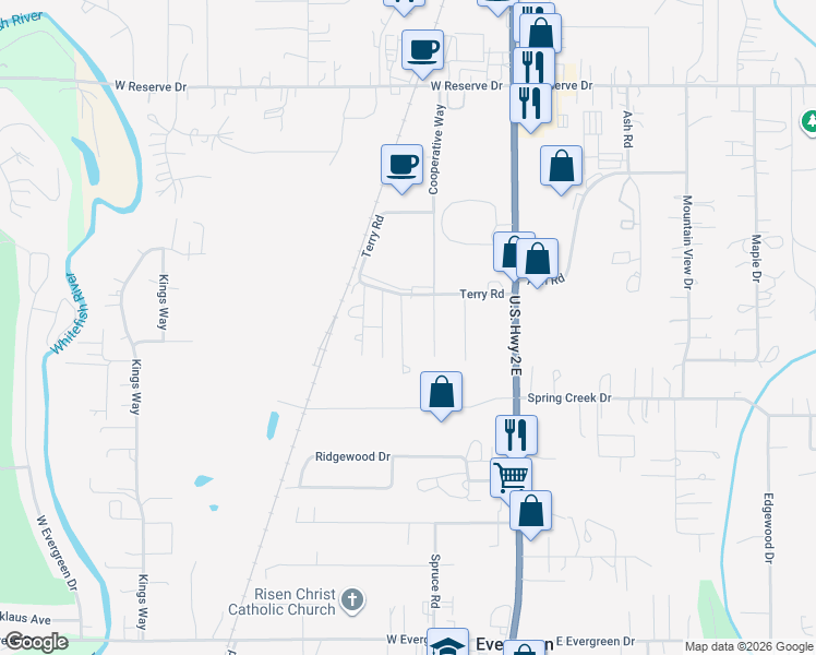 map of restaurants, bars, coffee shops, grocery stores, and more near 435 Margrethe Road in Kalispell