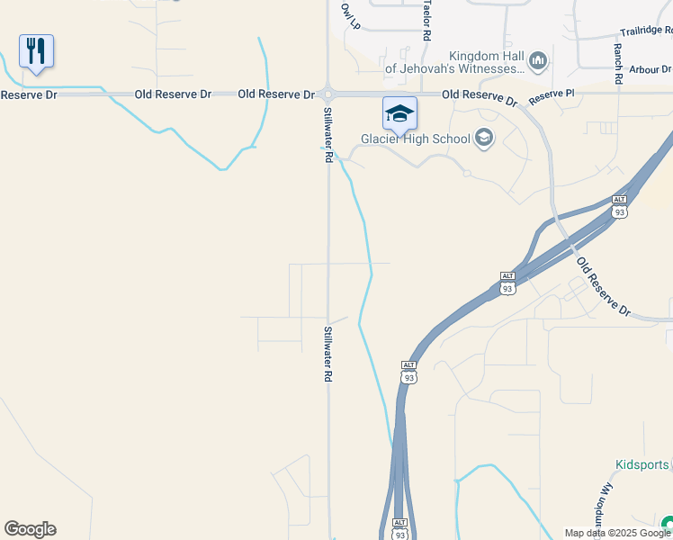 map of restaurants, bars, coffee shops, grocery stores, and more near 655 Timberwolf Parkway in Kalispell