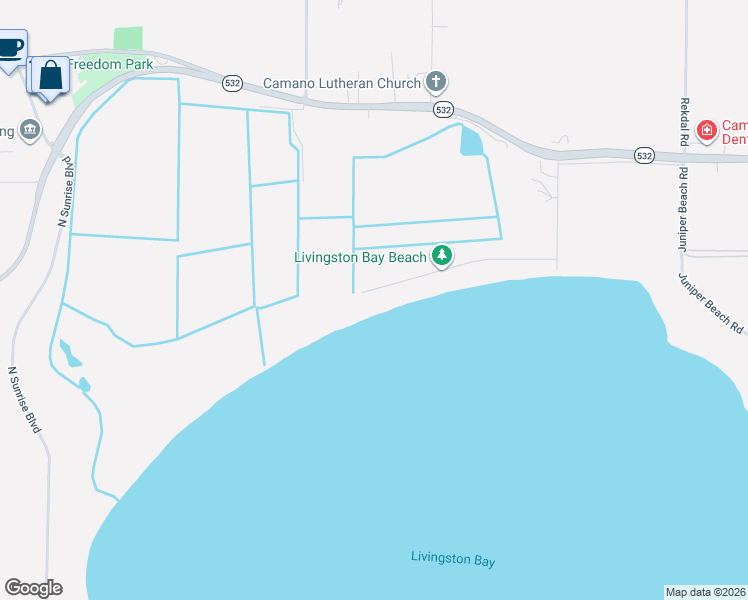 map of restaurants, bars, coffee shops, grocery stores, and more near 746 Livingston Bay Shore Drive in Camano