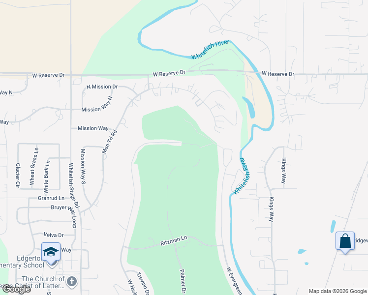 map of restaurants, bars, coffee shops, grocery stores, and more near 188 Palmer Drive in Kalispell