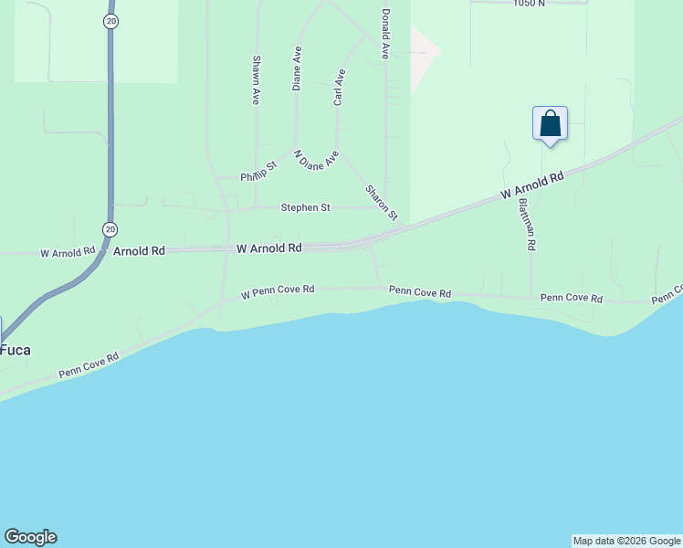 map of restaurants, bars, coffee shops, grocery stores, and more near 1600 Penn Cove Road in Oak Harbor