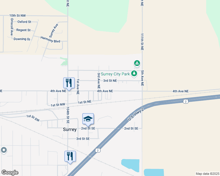 map of restaurants, bars, coffee shops, grocery stores, and more near 326 2nd Street Northeast in Surrey
