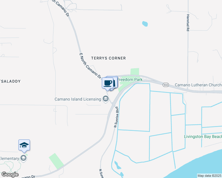 map of restaurants, bars, coffee shops, grocery stores, and more near 858 North Sunrise Boulevard in Camano