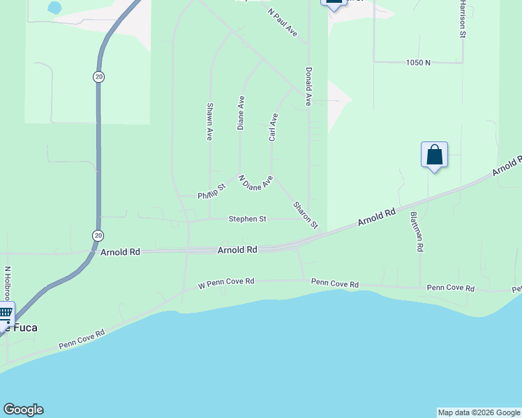 map of restaurants, bars, coffee shops, grocery stores, and more near 915 Diane Avenue in Oak Harbor